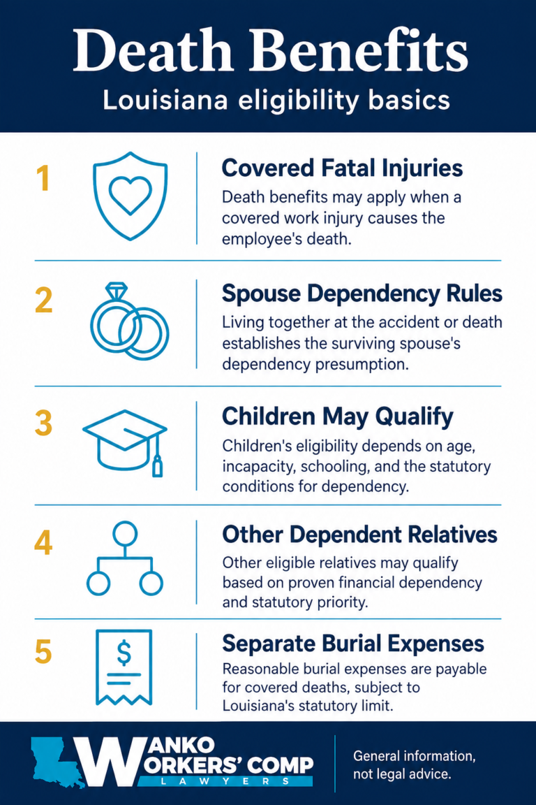 Louisiana workers' compensation death benefits infographic