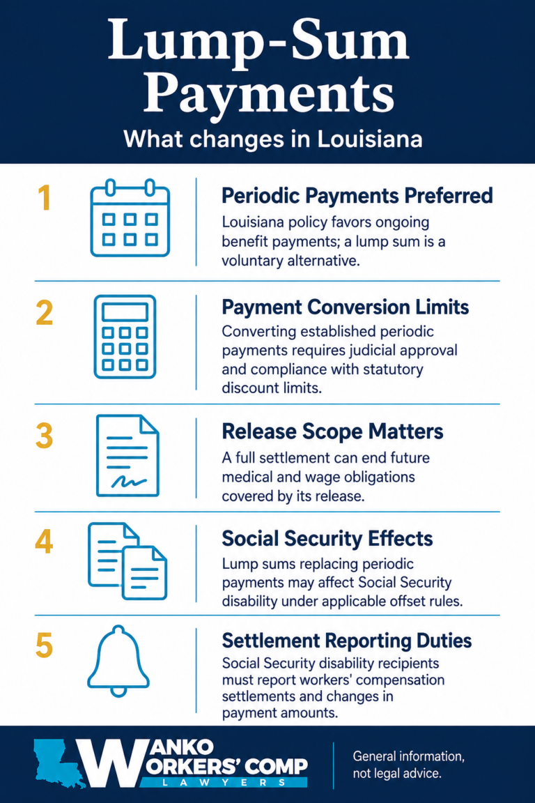 Louisiana workers' compensation lump sum payments infographic